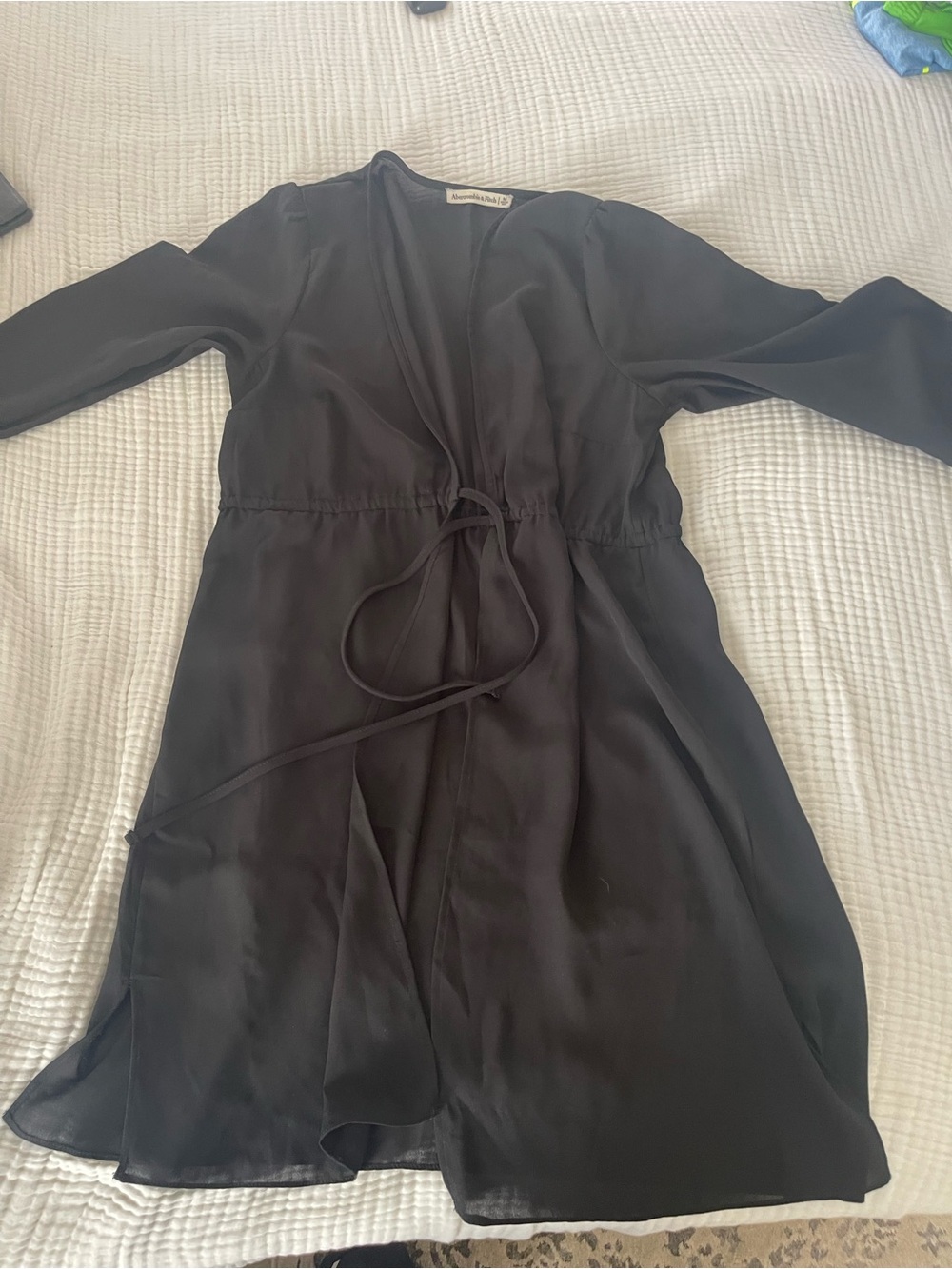 Black Abercrombie cover up or top over lay with Tie Waist